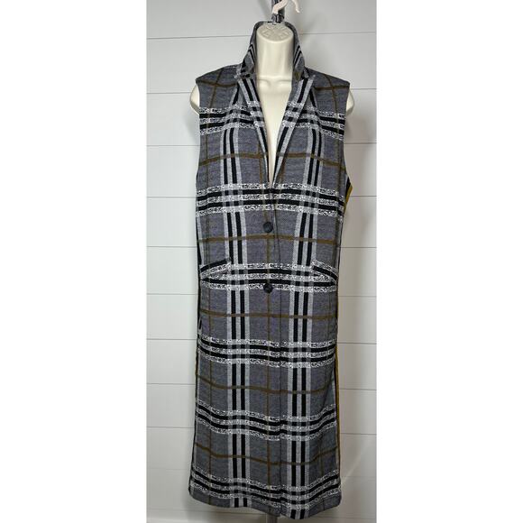 NWT - Plaid Sleeveless Duster - By Current Air Los Angeles (Size M) - Picture 4 of 9